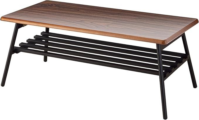 PaletteLife Folding Coffee Table with Storage Shelf, No Assembly, W31.5 x D15.8 x H13.4 In, Round Corner, dorm and living room, Portable and Space-saving, Modern, Compact, Mirror Finish, Dark Brown