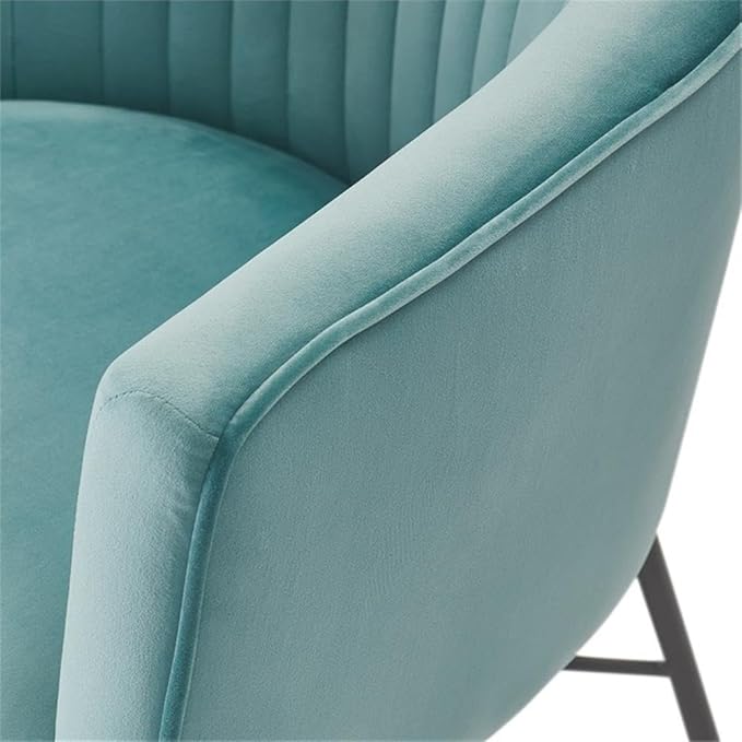 Leone Upholstered Accent Chair, Velvet Tufted Comfy Back Cushion Club Armchair, Modern Living Room Furniture for Small Spaces, Seaglass Teal