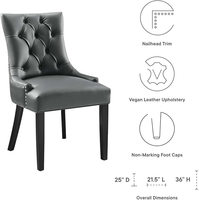 Regent Tufted Vegan Leather Dining Chair in Gray