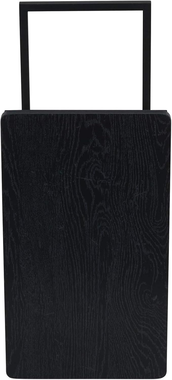 Household Essentials Jamestown C-Shaped for Accessibility Side End Table Black Oak Wood Grain and Black Metal