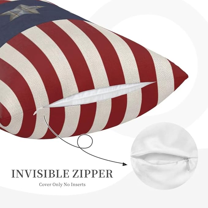BETGINY 4th of July Pillow Covers 12x20 Set of 2, American Flag Stars and Stripes Freedom Throw Pillow Covers Linen Farmhouse Liberty Patriotic Independence Day for Couch Sofa Home Outdoor Decor