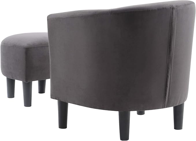 Convenience Concepts Take a Seat Churchill Accent Chair with Ottoman, Dark Gray Microfiber