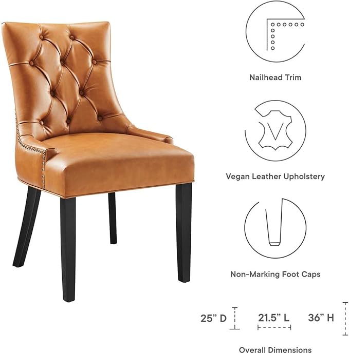 Regent Tufted Vegan Leather Dining Chair in Tan