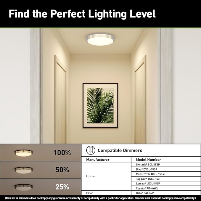Good Earth Lighting Majestic Ceiling Fixture, 14-inch, 1700 Lumens, Dimmable, Matte White