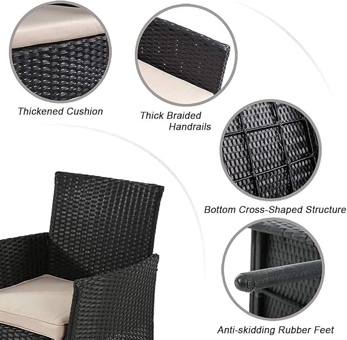 FDW Outdoor Patio Furniture Sets 4 Pieces Patio Set Rattan Chair Wicker Sofa Conversation Set Patio Chair for Backyard Lawn Porch Poolside Balcony Garden Furniture Sets with Coffee Table