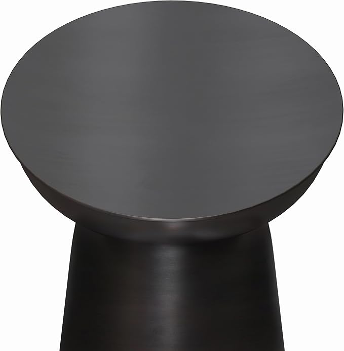 SIMPLIHOME Toby Metal Table - 17" Wide x 18" High Solid Iron Drum Accent Table in Antique Copper, Industrial Side or End Table for Living Room, Bedroom or Entryway with Sculptural Design, Assembled