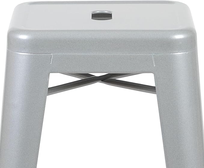 Flash Furniture Lily 30" High Metal Indoor Bar Stool in Silver - Stackable Set of 4