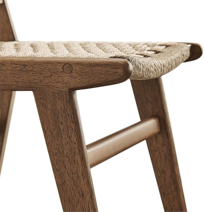 Modway Saoirse Woven Rope Wood Dining Side Chair in Walnut Natural