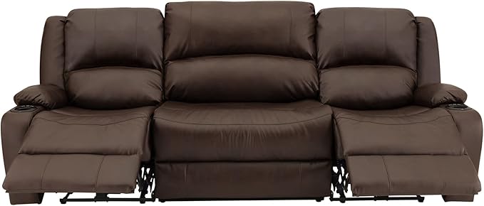 RecPro Charles 94" Powered Triple RV Wall Hugger Recliner | Drop Down Console | RV Furniture with Upgraded 2023 Fabric (Chestnut)