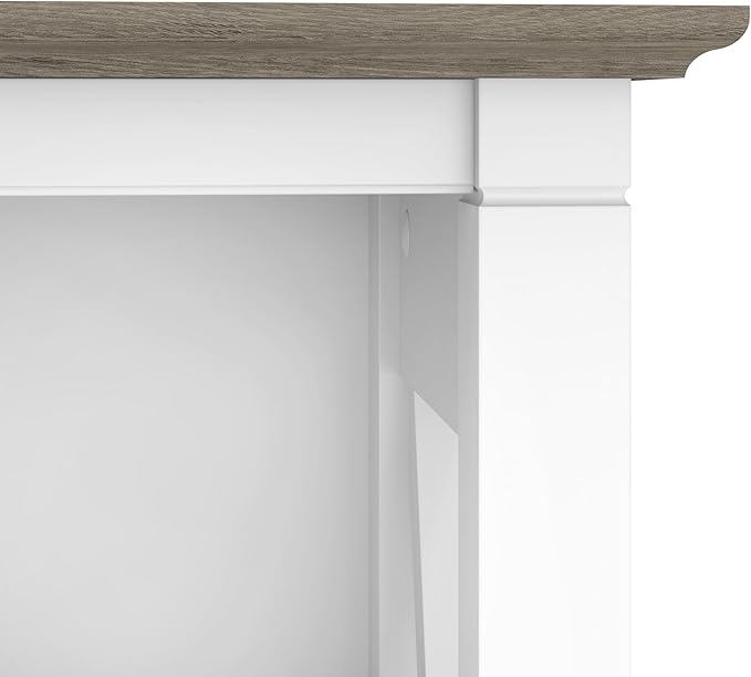 Bush Home Key West 5 Shelf Bookcase - Set of 2 | Tall Bookshelves in Pure White and Shiplap Gray | Sturdy Display Shelves for Library, Living Room, and Home Office