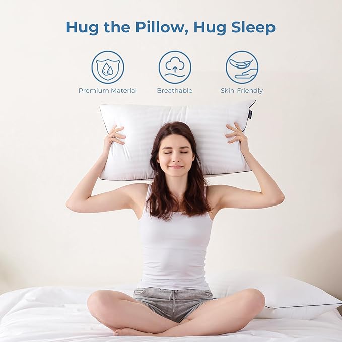 GOHOME Pillows Standard Size Set of 4 - Bed Pillows for Sleeping 4 Pack, Cooling Supportive Hotel Pillows with Premium Soft Down Alternative Fill for Side Stomach and Back Sleepers