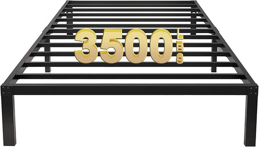 14 Inch Tall 3500lbs Heavy Duty Metal Bed Frame/with Storage/Mattress Foundation/Steel Slats Platform/Noise Free/No Box Spring Needed,Twin XL