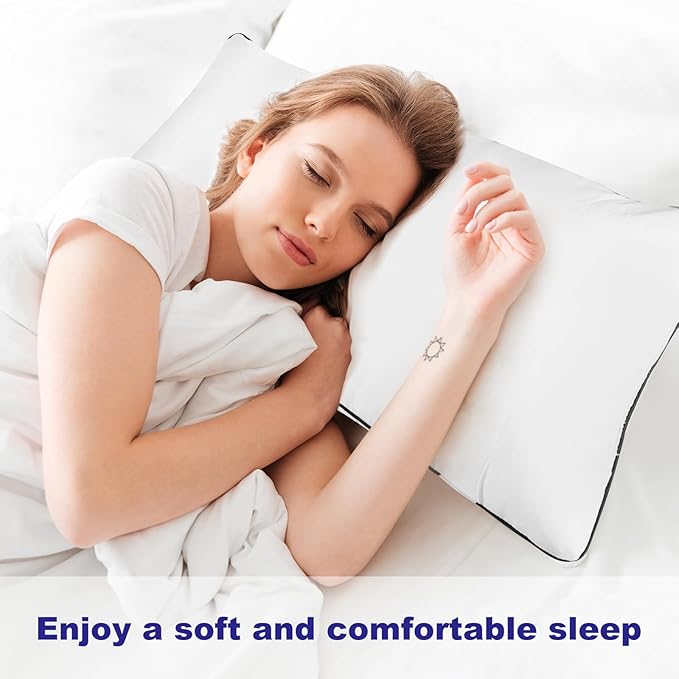 Opposy Pillows Queen Size Set of 4 - Queen Pillows 4 Pack Down Alternative Hotel Quality Bed Pillows for Sleeping Soft and Supportive Pillows for Side and Back Sleepers