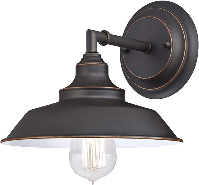 Westinghouse 6343500 Indoor Wall Fixture, 1-Light Sconce, Oil Rubbed Bronze - White Interior