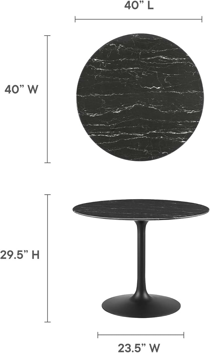 Modway Lippa Dining Table, 40", Black Black