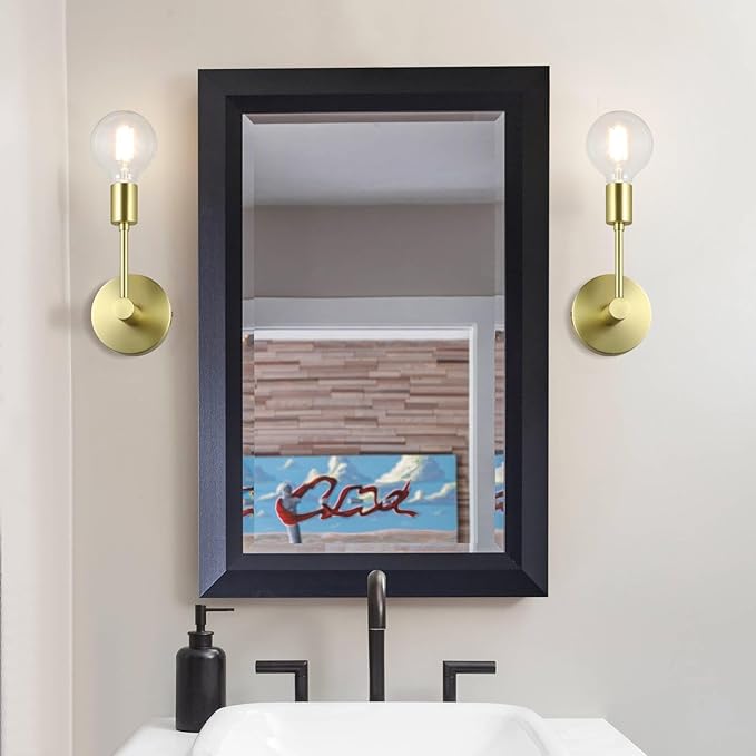 XiNBEi Lighting Bathroom Sconce, Modern Brass Sconces Wall Lighting Single Vanity Light Fixture for Mirror Living Room (LED Bulb Included)