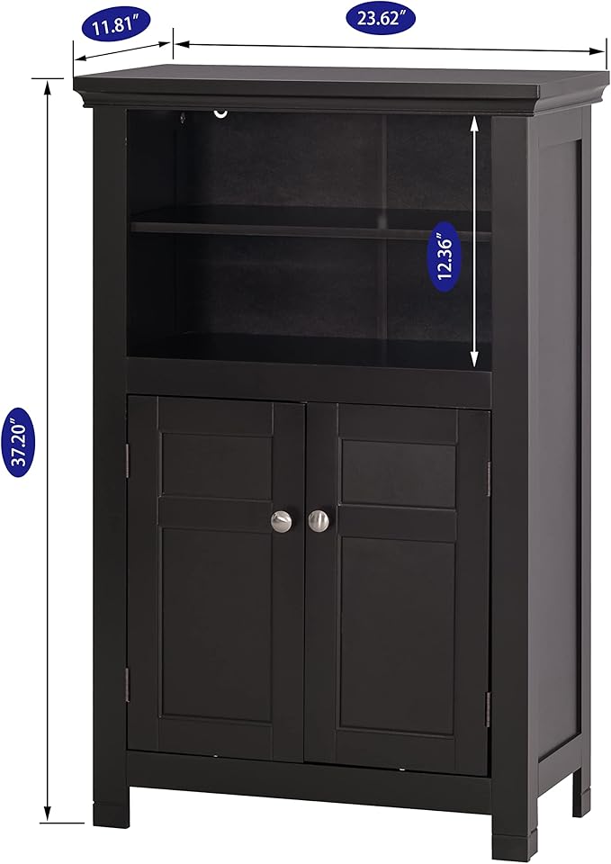 Spirich Bathroom Storage Cabinet, Floor Wood Cabinet with Doors and Adjustable Shelves, Freestanding Entryway Cabinet Organizer (Espresso)