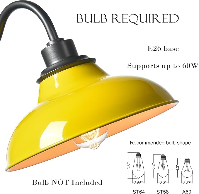 HYDELITE Wall Sconce Yellow Wall Light Fixture Modern Sconces Wall Lighting for Bedroom Bathroom Living Room Kitchen Hallway Indoor Gooseneck
