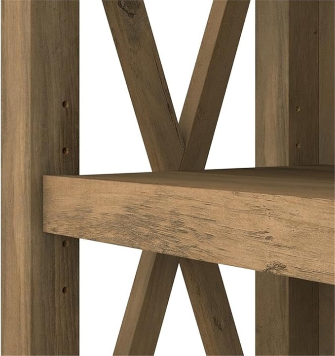 Bush Home Key West 5 Shelf Bookcase - Set of 2 | Tall Bookshelves in Reclaimed Pine | Sturdy Display Shelves for Library, Living Room, and Home Office
