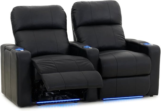 Octane Turbo XL700 Row of 2 Seats, Straight Row in Black Leather with Power Recline