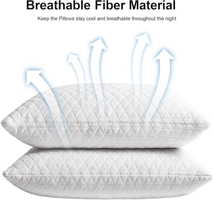 KEYOOHOME Shredded Memory Foam Pillows for Sleeping,Bed Pillows Standard Size Set of 2 Pack Cooling Adjustable,Good for Side and Back Sleeper with Washable Removable Cover