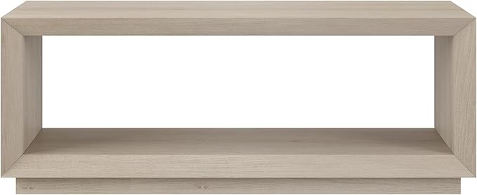 Henn&Hart 48" Rectangular Coffee Table with Open Storage Shelf for Living Room, Family Room, or Office, Beech White