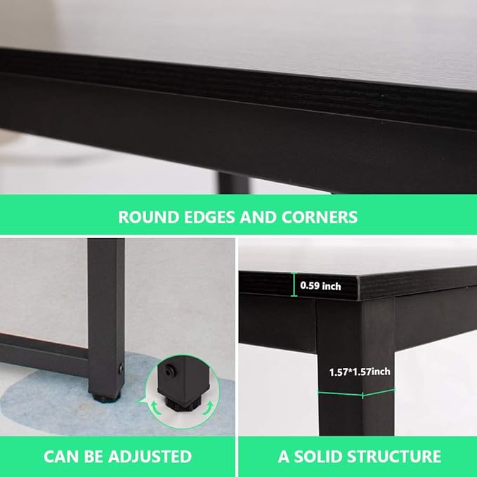 Coral Flower Soho Home Traditional Dining Table,48 inches Long, Top with Metal Frame, Black 1