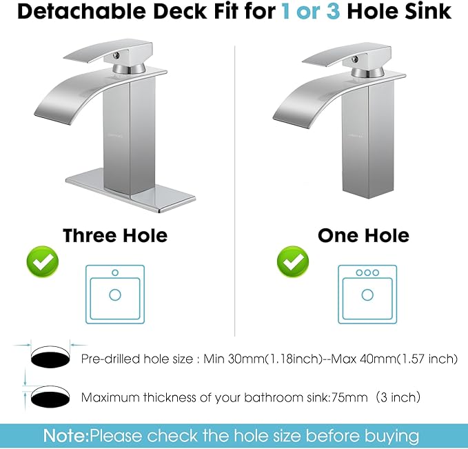 Waterfall Bathroom Faucet, Modern Bathroom Sink Faucet Suit for 1&3 Hole,Single Handle Commercial Sink Faucet,Chrome