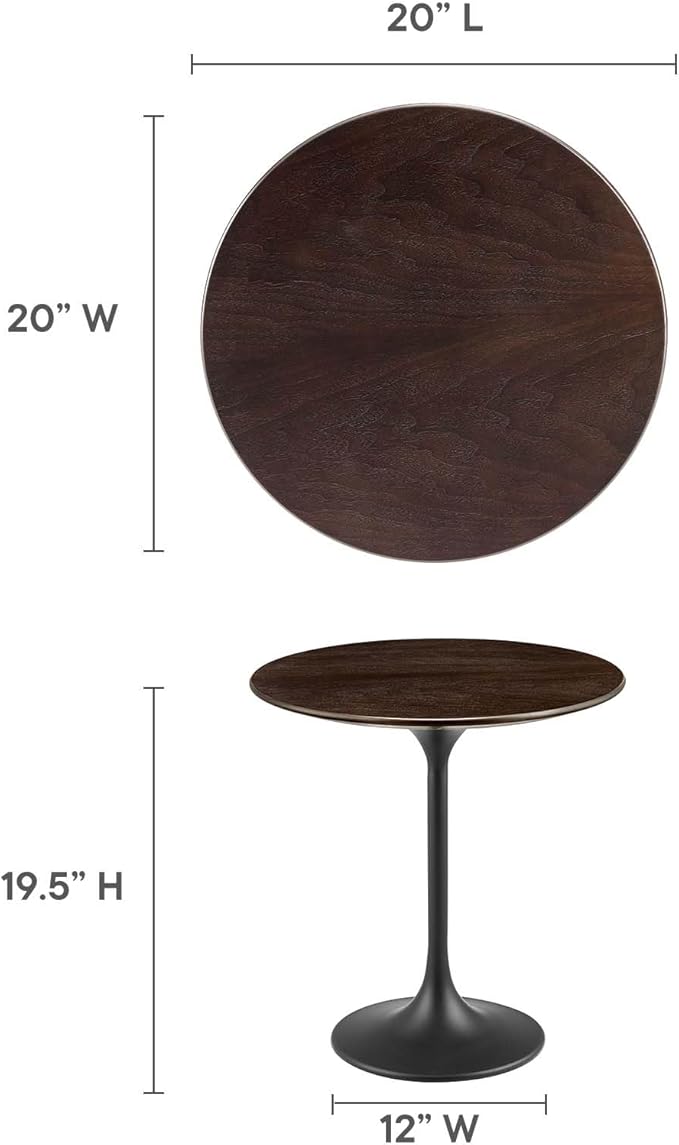 Modway Lippa Round 20" Wood Grain Mid-Century Modern Side Table, Black Cherry