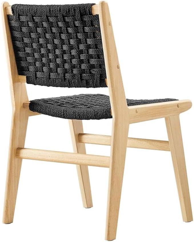 Modway Saoirse Faux Leather Wood Accent Lounge Chair in Natural Black