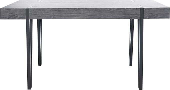 SAFAVIEH Home Collection Alyssa Mid-Century Rustic Industrial Dining Room Table DTB7000B, Black Oak/Black Legs