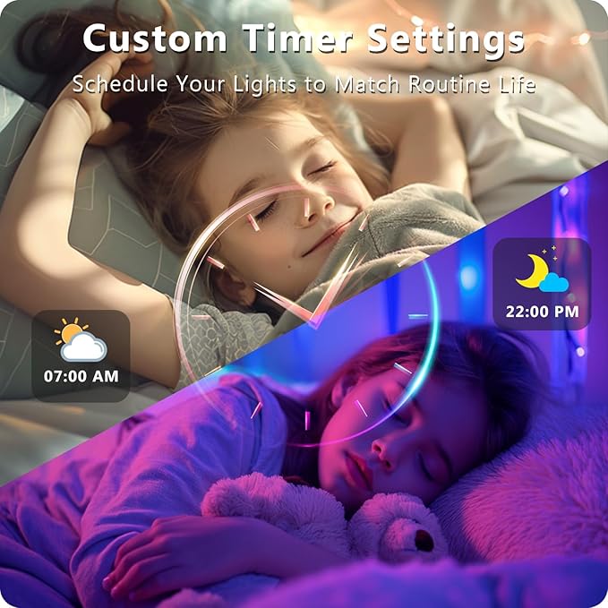 DAYBETTER Led Strip Lights 50 ft, Music Sync RGB Led Light Strips with Remote and App Control, Color Changing Led Lights for Bedroom, Home, Kitchen, Party, Room Decor