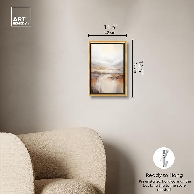 Art Remedy Natural Cascades Canvas Muted Abstract Wall Art, Gold Frame, 10" x 15"