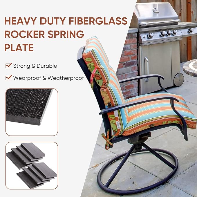 Tondiamo 8 Pcs Black Patio Chair Spring Plates Swivel Rocker Chair Fiberglass Spring Plates Replacement Parts for Universal Outdoor Patio Furniture