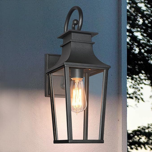 ALVIME Outdoor Sconce Lights, 17 Inch Matte Black Outdoor Wall Lantern, Waterproof Outside Light Fixtures for House, Entryway, Front Door, Porch, Patio, Garage, E26 Base&High Strength Clear Glass