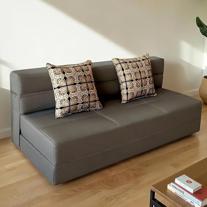 ARTPLAN Convertible Folding Sofa Bed, High-Density Memory Foam Sofa with a Fluffy Pillow, Modern Futon Floor Couch Guest Twin Bed for Living Room/Dorm/Guest Use/Home Office/Apartment,Dark Grey