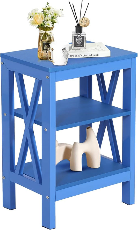 VECELO Modern Nightstands X-Design Side End Table Night Stand with Storage Shelf for Bedroom,Living Room,