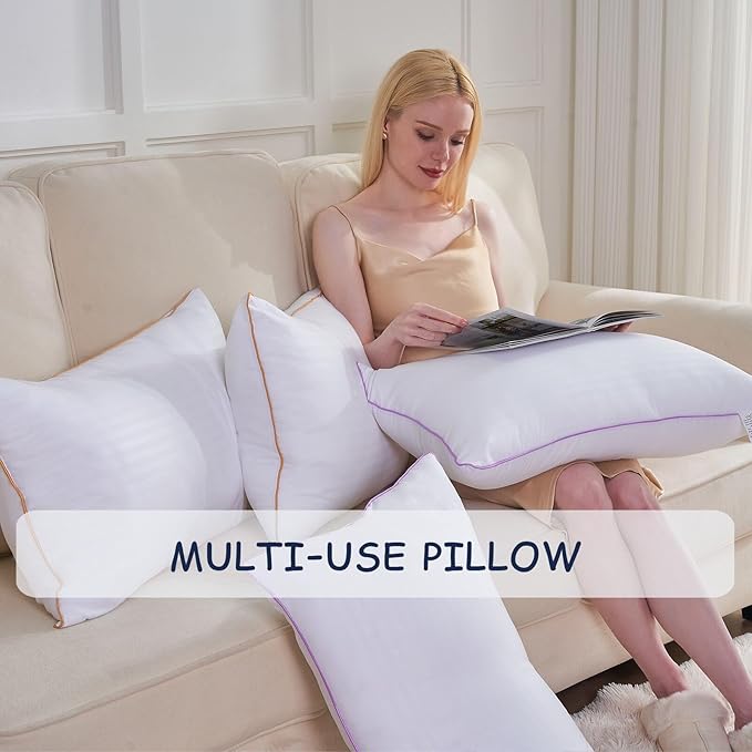 VAINOC Pillows Queen Size Set of 2,Breathable Hotel Collection Bed Pillows for Sleeping Medium Soft Down Alternative Microfiber Filled,20 x 30 Inches