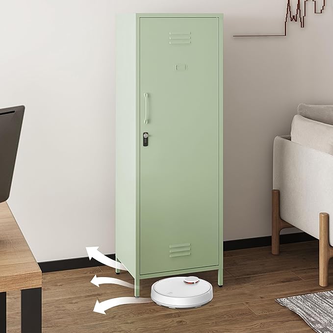 Metal Storage Cabinet, Steel File Locker with 3 Shelves 59.06-inch high for School, Living Room, Bedroom, Office (Green, H59.06'')