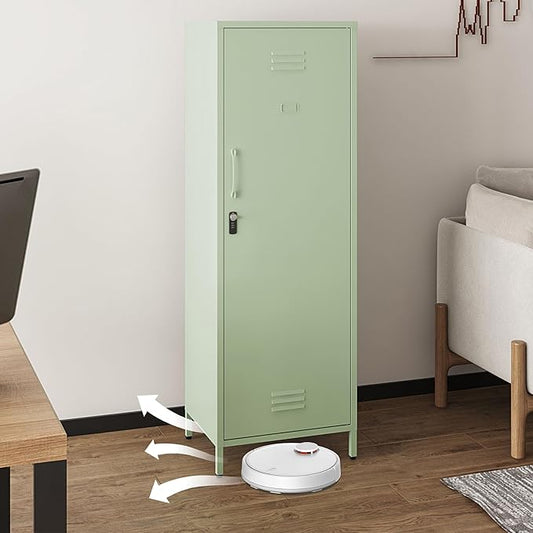 Metal Storage Cabinet, Steel File Locker with 3 Shelves 59.06-inch high for School, Living Room, Bedroom, Office (Green, H59.06'')