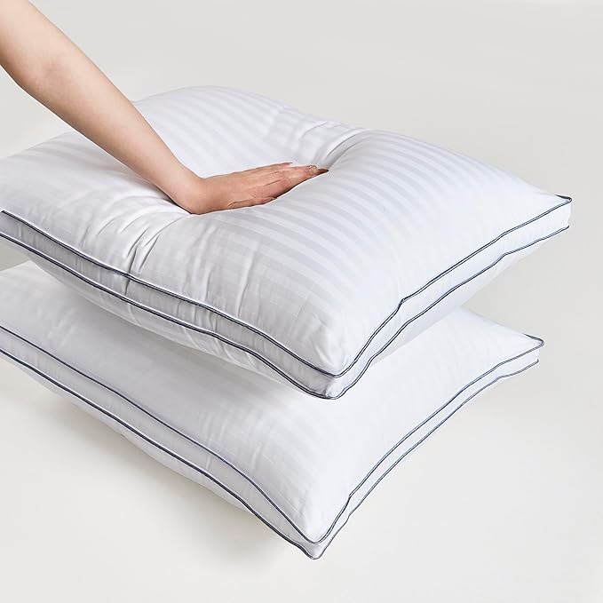 Down Alternative Bed Pillow (Standard, Pack of 2), Medium Support Gusseted Hotel Quality for Side, Back, Stomach SleeperHotel Quality for Side, Back, Stomach Sleeper