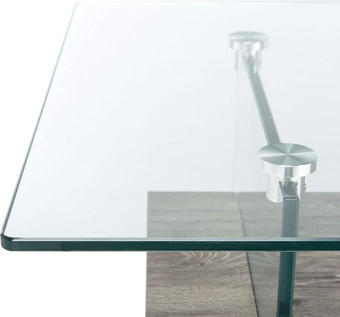 Safavieh Home Kayley Glass and Grey Oak Glass Coffee Table