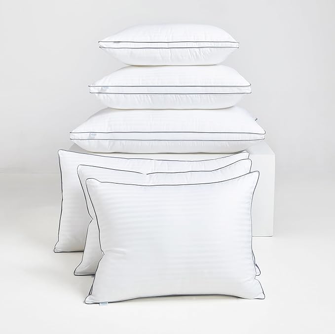 Down Alternative Bed Pillow (Queen, Pack of 2), Medium Support Gusseted Hotel Quality for Side, Back, Stomach Sleeper