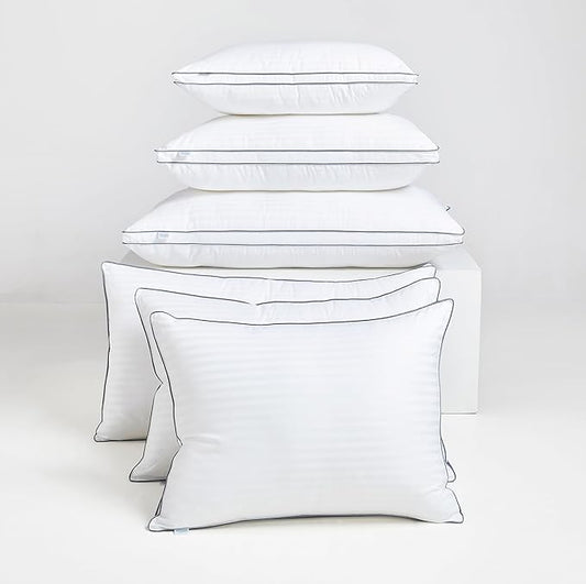 Down Alternative Bed Pillow (Queen, Pack of 2), Medium Support Gusseted Hotel Quality for Side, Back, Stomach Sleeper