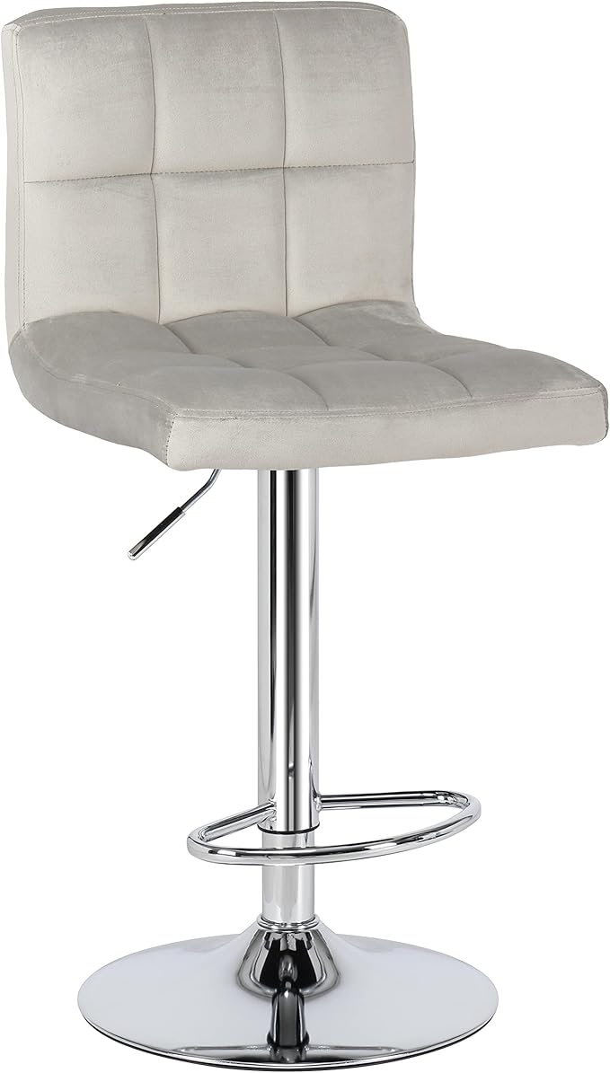 Finnhomy Bar Stools Set of 2 Counter Height, Swivel Barstools with Footrest and L Shape Thicken Cushion Back Handle, Height Adjustable Modern Bar stools for Kitchen, Velvet Fabric, Light Grey