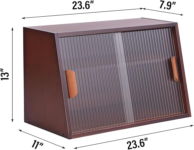 Tiita Small Kitchen Pantry Cabinet, Bamboo Sideboard with Glass Doors, Cupboard Food Pantry Cabinet for Kitchen, Living Room and Dinning Bedroom