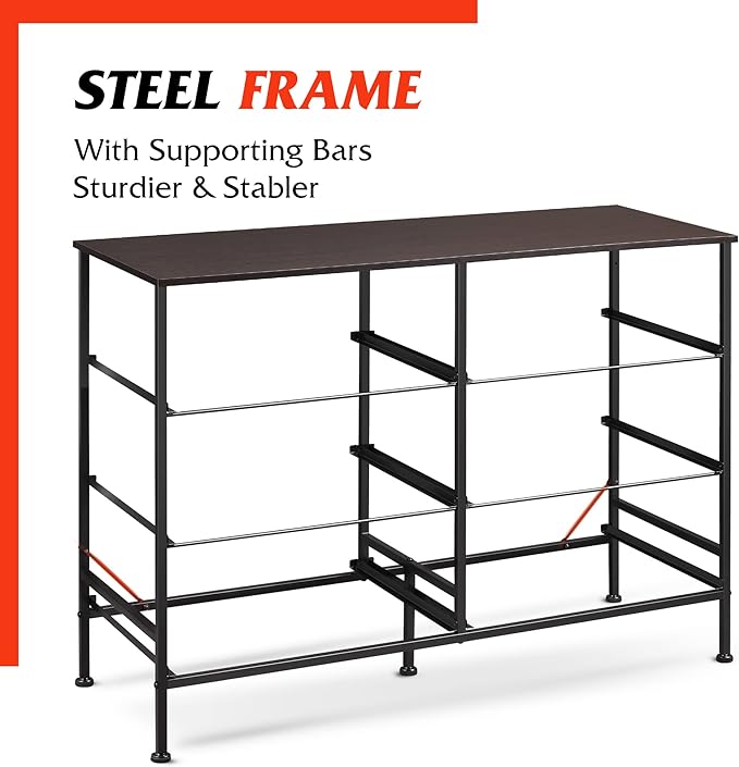 WLIVE Dresser for Bedroom with 6 Drawers, Wide Dresser TV Stand for 50 Inches TV, Gray Dresser with Metal Frame, Wooden Top, Fabric Dressers for Bedroom, Living Room, Hallway, Dark Gray