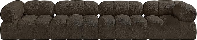 Meridian Furniture 611Brown-S136A Ames Collection Modern | Contemporary Modular Sofa with Rich Brown Boucle Fabric, Modular to Create Infinite Configurations, 136" W x 34" D x 28" H, Brown