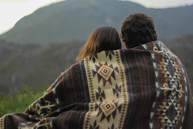Alpaca Wool Blanket | King Size Throw Blanket | 90 x 75 inches | Soft, Hypoallergenic and Breathable | Lightweight Warm Blanket | Bed, Couch, Outdoor or Picnic (Gray & Yellow)
