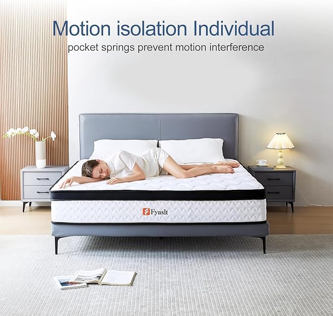 King Size Mattress, 12 Inch Memory Foam Hybrid Mattress King, Pocket Spring Mattress in a Box for Motion Isolation,Strong Edge Support, Pressure Relief, CertiPUR-US,100 Nights Trial